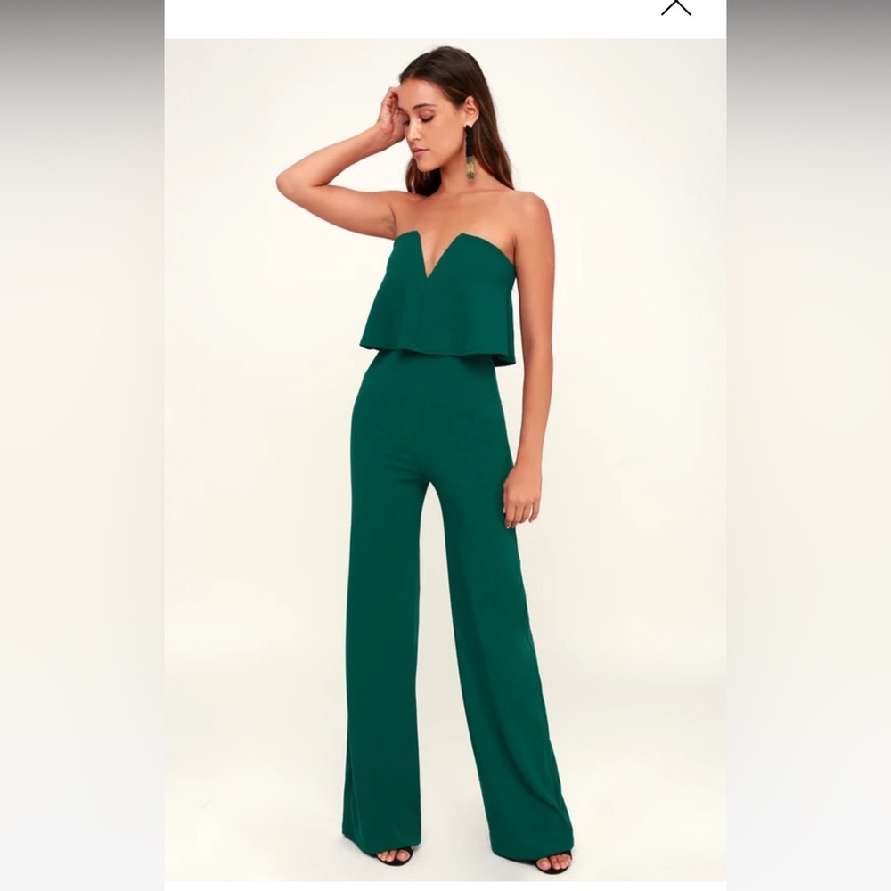 Green strapless jumpsuit